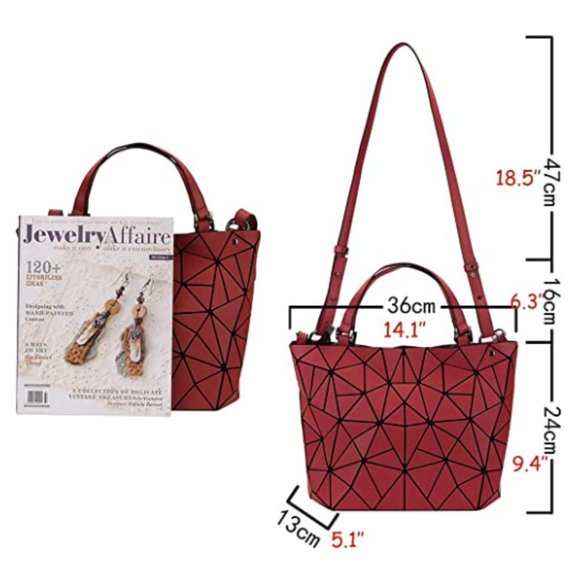 Red Geometric Holographic Flash Reflective Bag - Picture 3 of 8